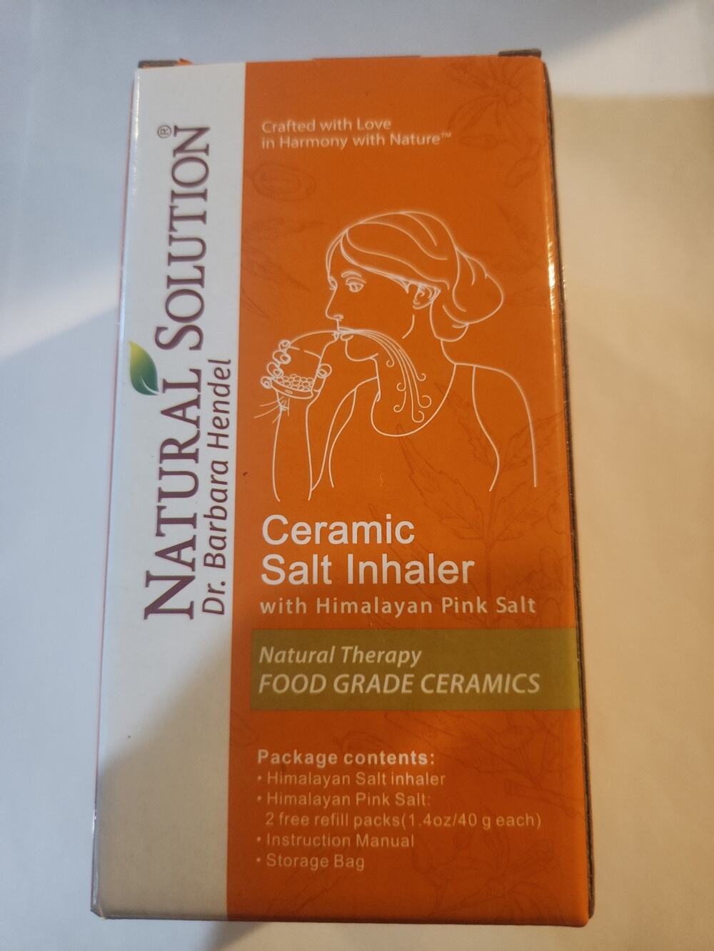 Natural Solution Ceramic Salt Inhaler and Nasal Inhaler Set with Pink Salt